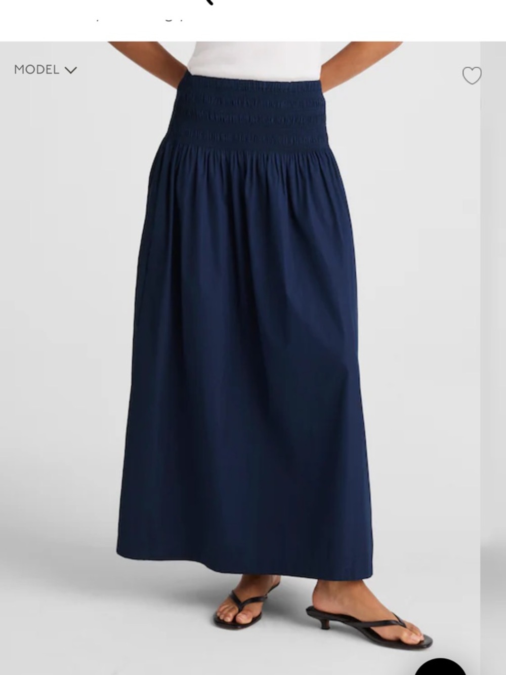 Madewell Navy Smocked-Waist Maxi Skirt - Picture 2 of 2